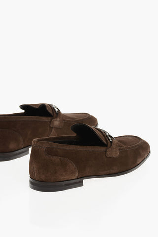 Mocassini Bit In Suede Con Suola In Cuoio
