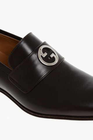 Leather Loafers With Interlocking Logo