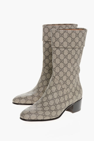 Monogram logo Print Cuffed Boots