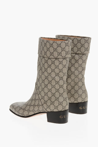 Monogram logo Print Cuffed Boots
