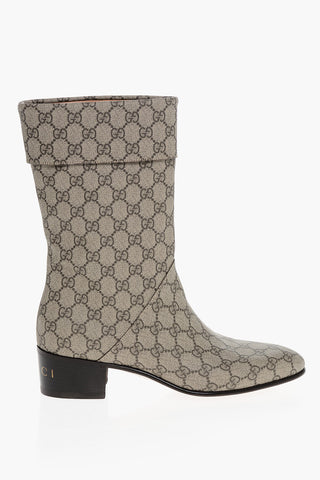 Monogram logo Print Cuffed Boots
