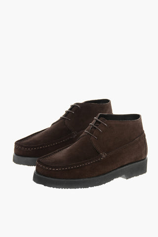 Polacchine In Suede Con Suola In Gomma