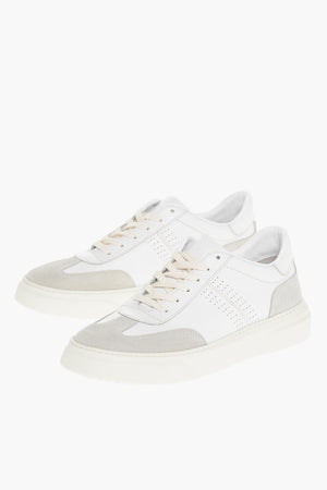 CC COLLECTION Leather Low-Top Sneakers with Suede Detail