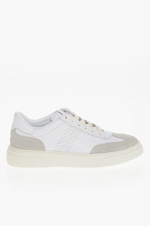 CC COLLECTION Leather Low-Top Sneakers with Suede Detail