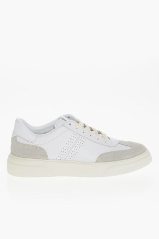 CC COLLECTION Leather Low-Top Sneakers with Suede Detail