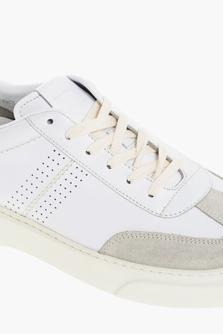 CC COLLECTION Leather Low-Top Sneakers with Suede Detail