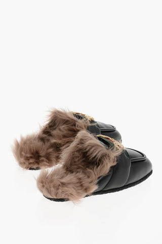 Leather Mules With Shearling Padding
