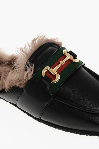 Leather Mules With Shearling Padding