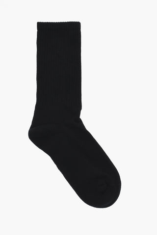 Ribbed Long Socks with Contrast Embroidery