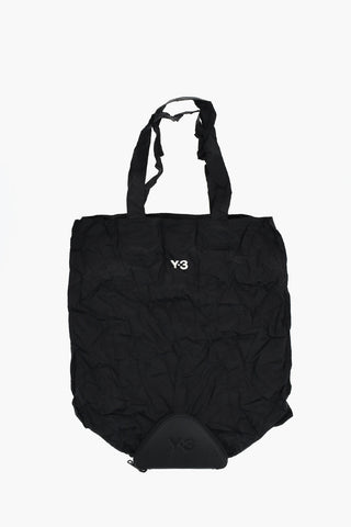 Y-3 Nylon Checked Rip Stop Shopper Bag with Leather Handbag