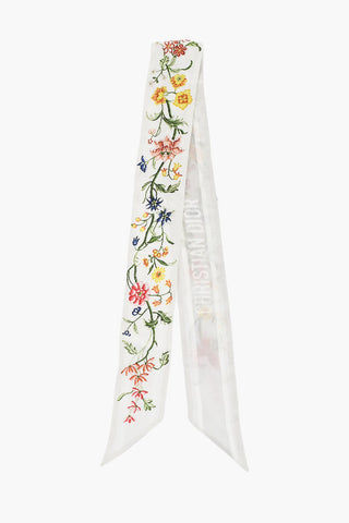 Floral-Motif Silk Slim Fit Foulard
