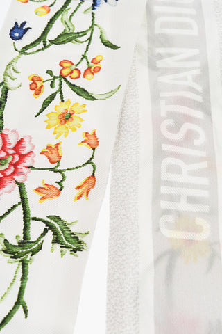 Floral-Motif Silk Slim Fit Foulard
