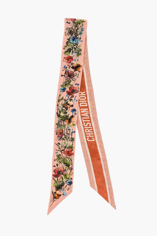 Floral-Motif Silk Slim Fit Foulard