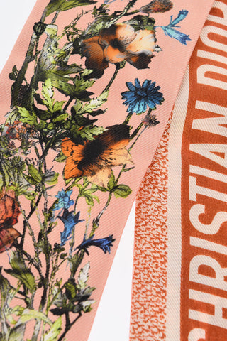 Floral-Motif Silk Slim Fit Foulard