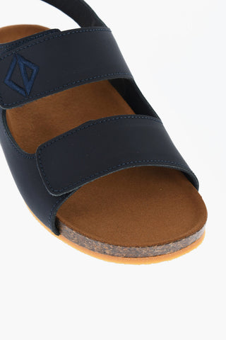 Solid Color Leather Sandals with Velcro Closure
