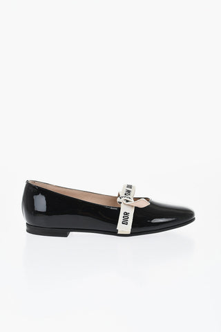 Patent Leather Mary Jane Ballet Flats with Logoed Bow