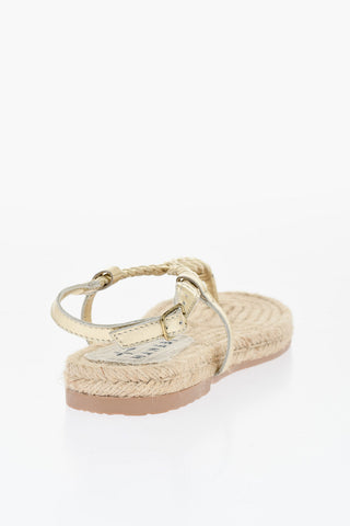 Braided Leather Sandal with Jute Sole