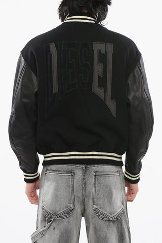 RED TAG Wool Blend L-FRANZ-PATCH Bomber with Leather Sleeves