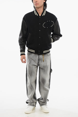 RED TAG Wool Blend L-FRANZ-PATCH Bomber with Leather Sleeves