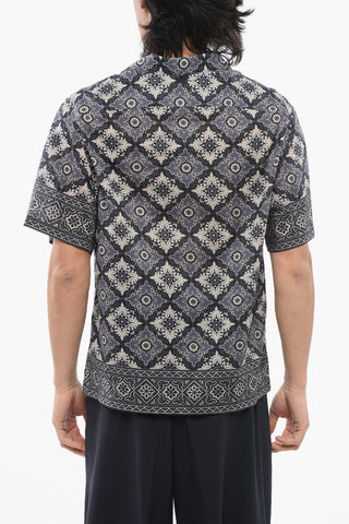 Cotton MAIOLICA Bowling Shirt with Geometric Pattern