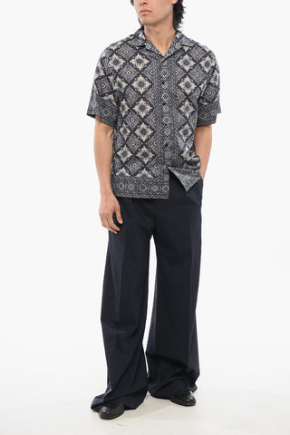 Cotton MAIOLICA Bowling Shirt with Geometric Pattern