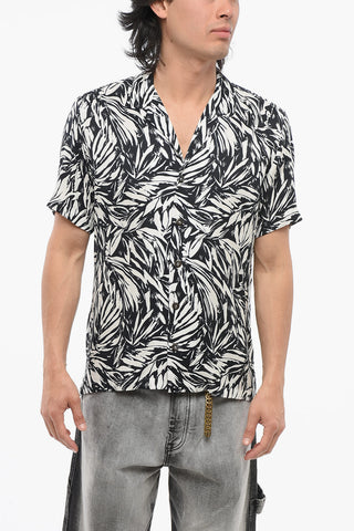 Camicia Bowling in Viscosa Motivo Vegetale
