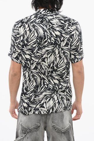 Camicia Bowling in Viscosa Motivo Vegetale