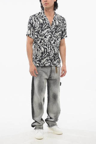 Camicia Bowling in Viscosa Motivo Vegetale
