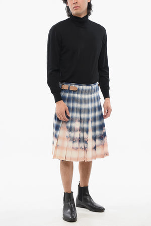 Plissee-Rock aus Baumwollflanell mit Tartan-Muster