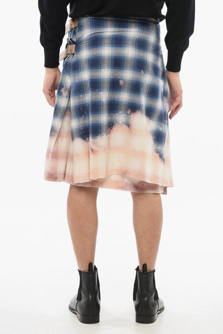 코튼 플란넬 플리츠 스커트 타탄 무늬