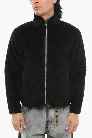 Felpa Sherpa Zip-up con Dettagli in Nylon