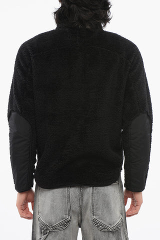 Felpa Sherpa Zip-up con Dettagli in Nylon