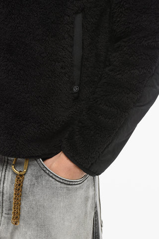 Felpa Sherpa Zip-up con Dettagli in Nylon