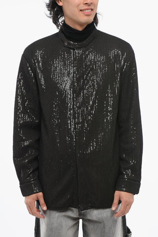 Sequined Shirt with Mandarin Collar