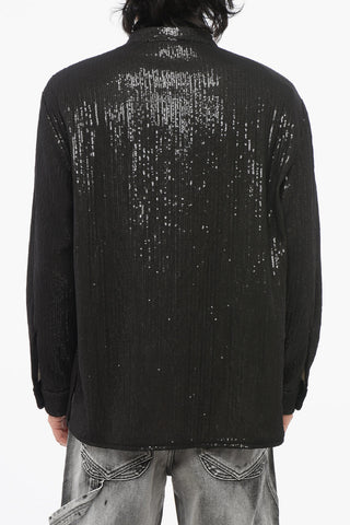 Sequined Shirt with Mandarin Collar