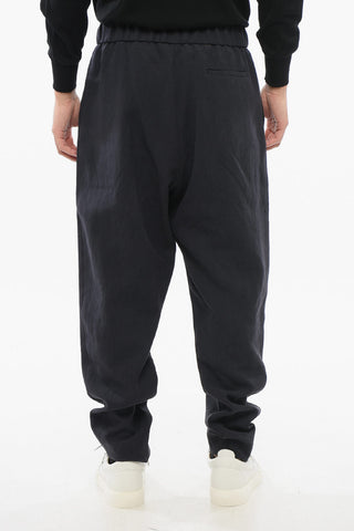 GIORGIO Single-pleated Pure Linen Pants with Elastic Waistband