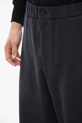 GIORGIO Single-pleated Pure Linen Pants with Elastic Waistband