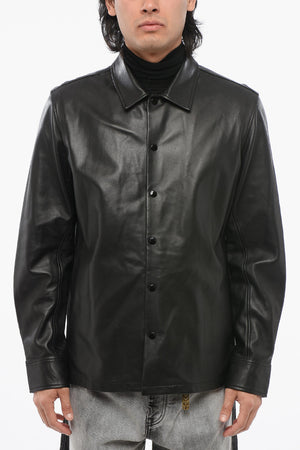 Leather Overshirt with Welt Pockets