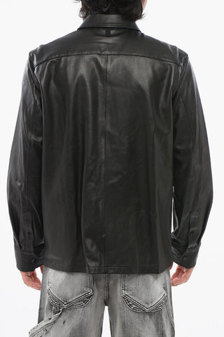 Leather Overshirt with Welt Pockets