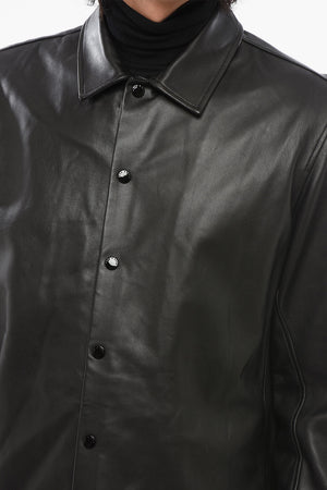 Leather Overshirt with Welt Pockets