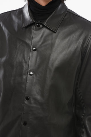 Leather Overshirt with Welt Pockets