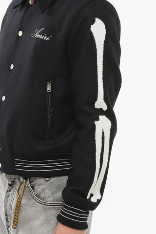 Bomber in Lana Twill BONES con Applicazioni
