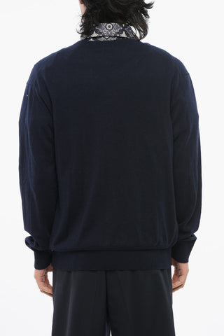 Cashmere Blend Cardigan with Embroidered Logo