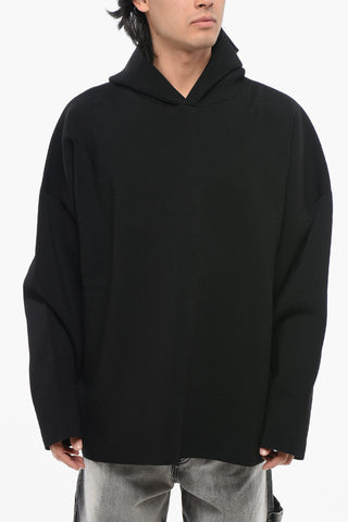 Felpa Hoodie in Maglia Stretch con Design Oversized