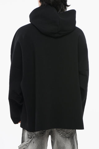 Felpa Hoodie in Maglia Stretch con Design Oversized
