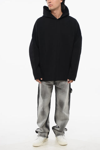 Felpa Hoodie in Maglia Stretch con Design Oversized