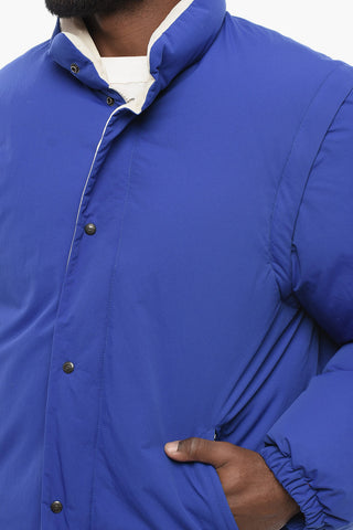 Nylon Puffer Jacket with Embroidered Logo and Removable Sleeves