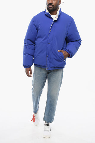 Nylon Puffer Jacket with Embroidered Logo and Removable Sleeves