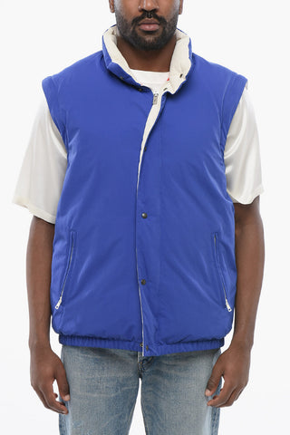 Nylon Puffer Jacket with Embroidered Logo and Removable Sleeves