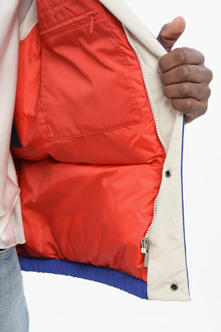 Nylon Puffer Jacket with Embroidered Logo and Removable Sleeves